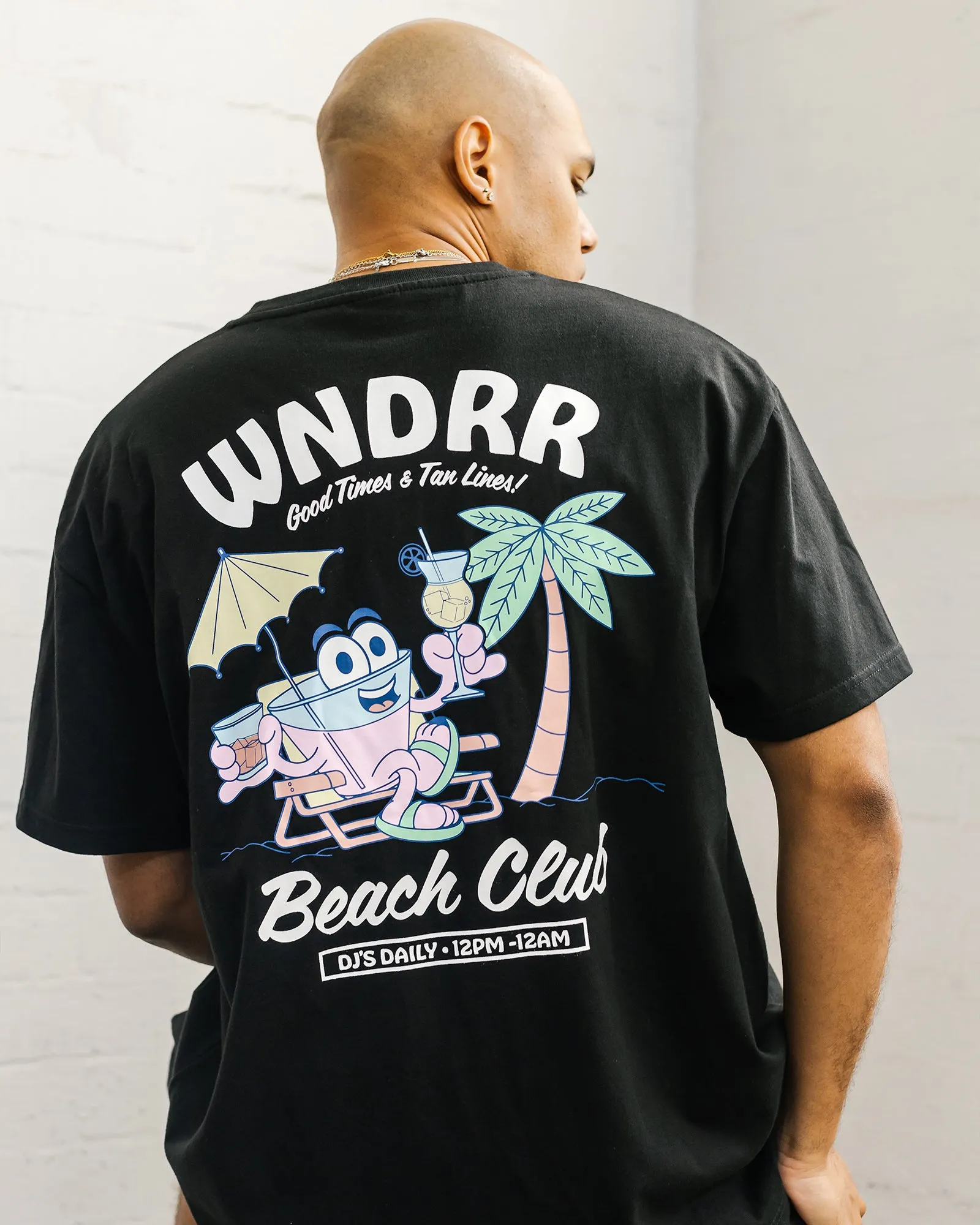 BEACH CLUB BOX FIT TEE - BLACK
