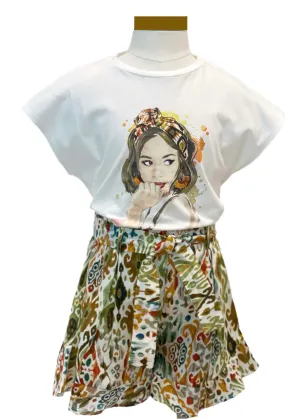 'Beautiful Girl' Print Top and Short Set