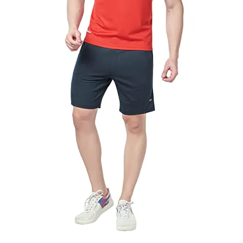 berge' Men's Instadry Dryfit Polyester Lightweight Soft Fabric Long Shorts with Secure Zipper Pockets (Navy Colour)