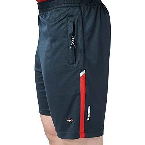 berge' Men's Instadry Dryfit Polyester Lightweight Soft Fabric Long Shorts with Secure Zipper Pockets (Navy Colour)