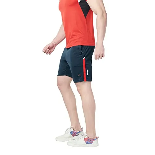 berge' Men's Instadry Dryfit Polyester Lightweight Soft Fabric Long Shorts with Secure Zipper Pockets (Navy Colour)