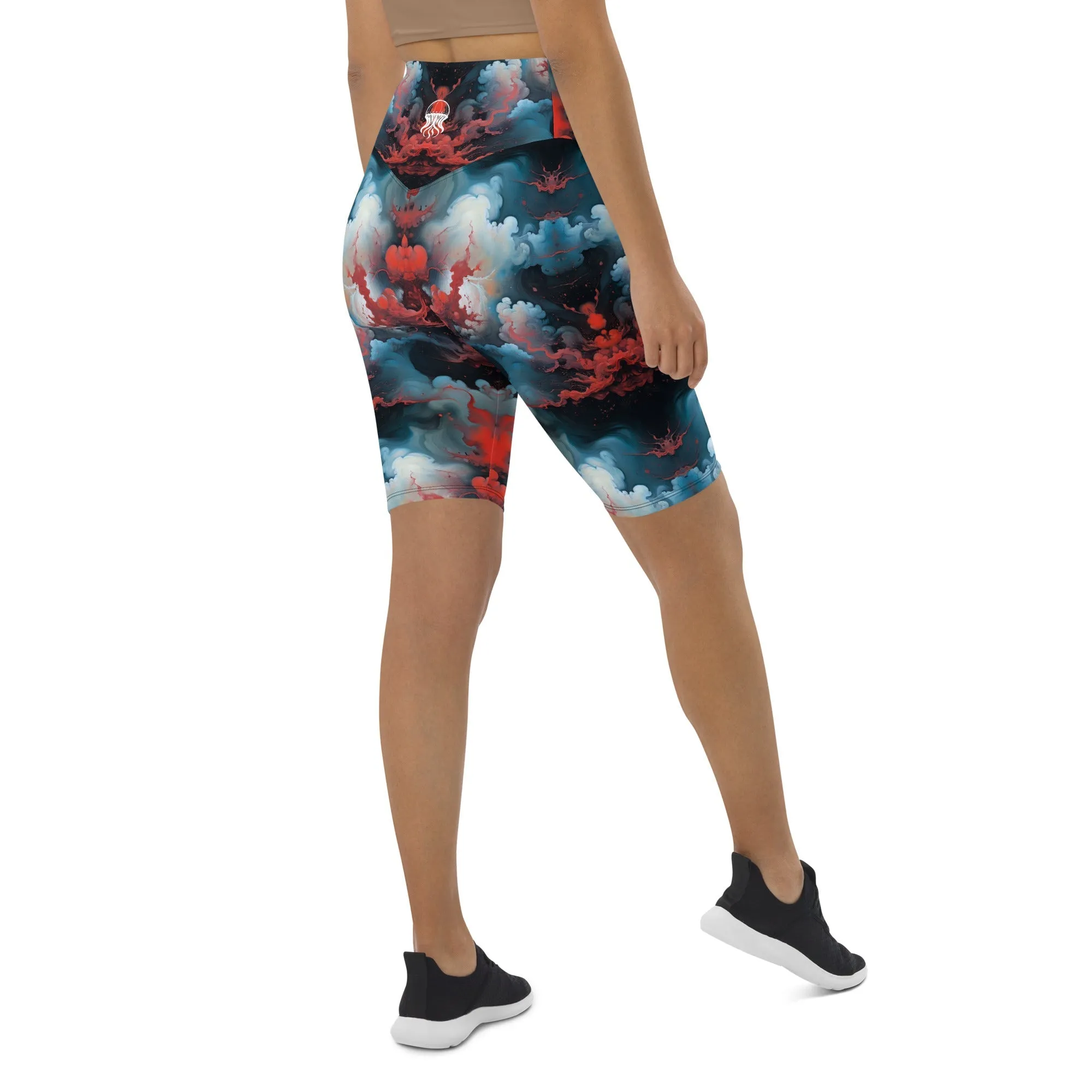 Biker Shorts - Ethereal Crimson Flow - Light