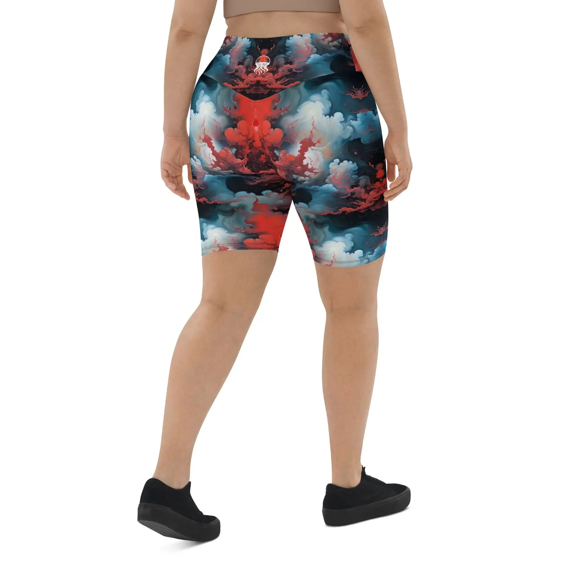 Biker Shorts - Ethereal Crimson Flow - Light