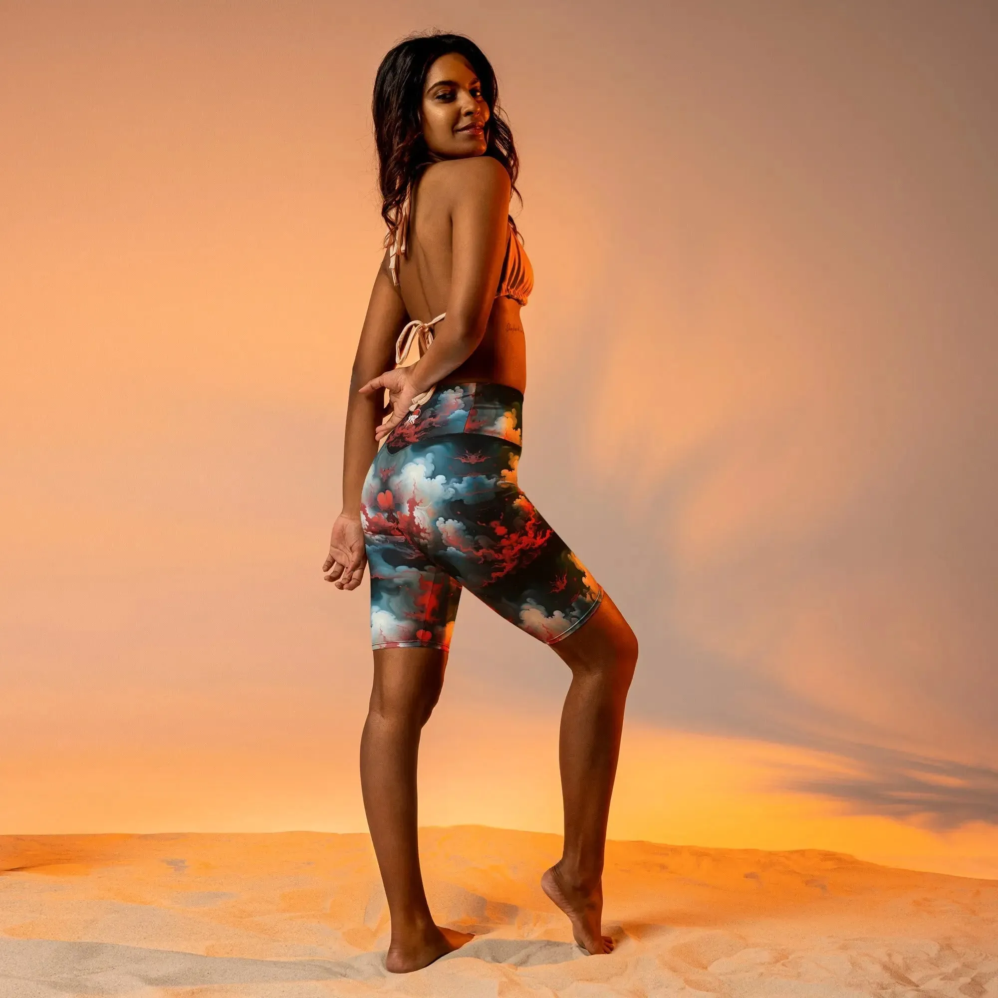 Biker Shorts - Ethereal Crimson Flow - Light
