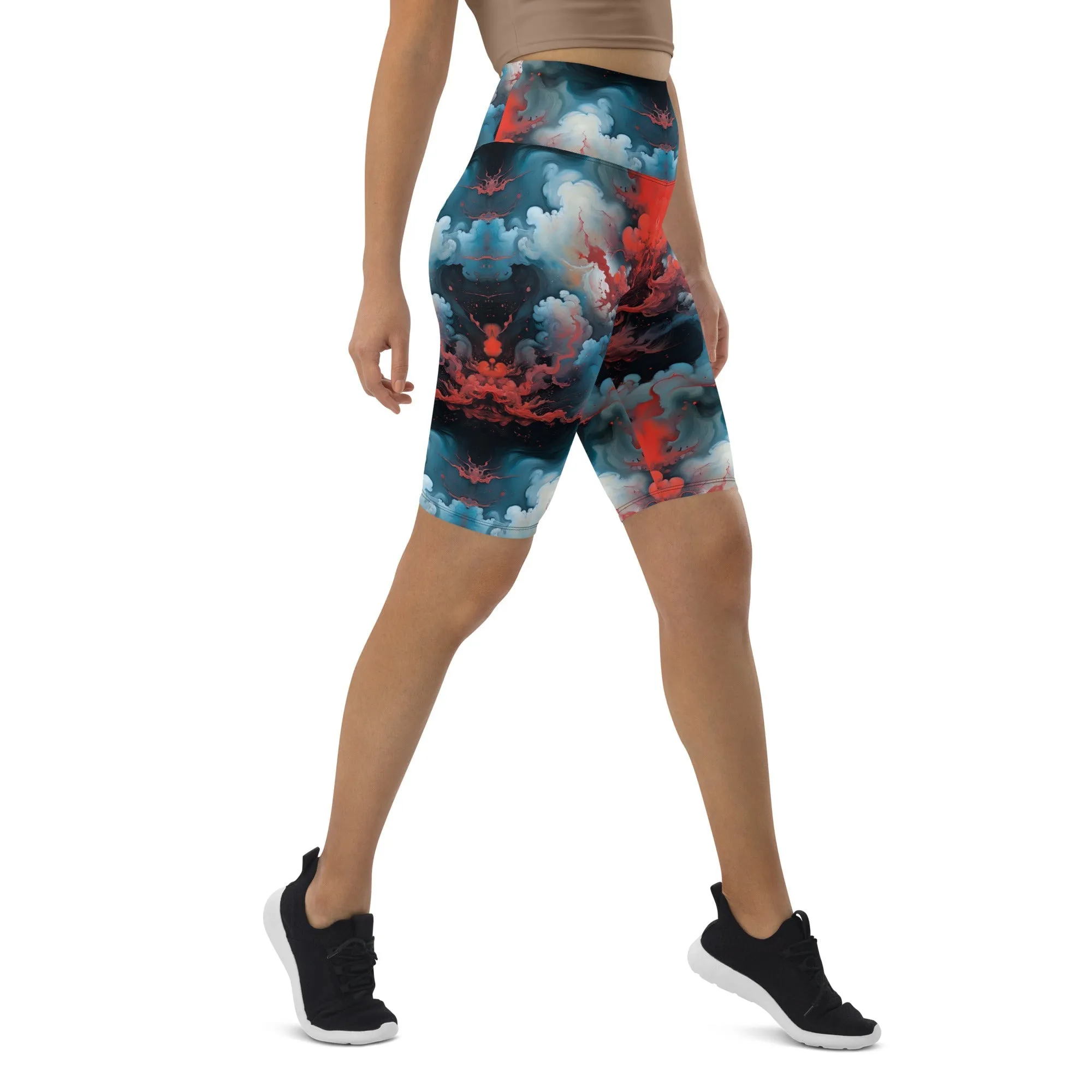 Biker Shorts - Ethereal Crimson Flow - Light
