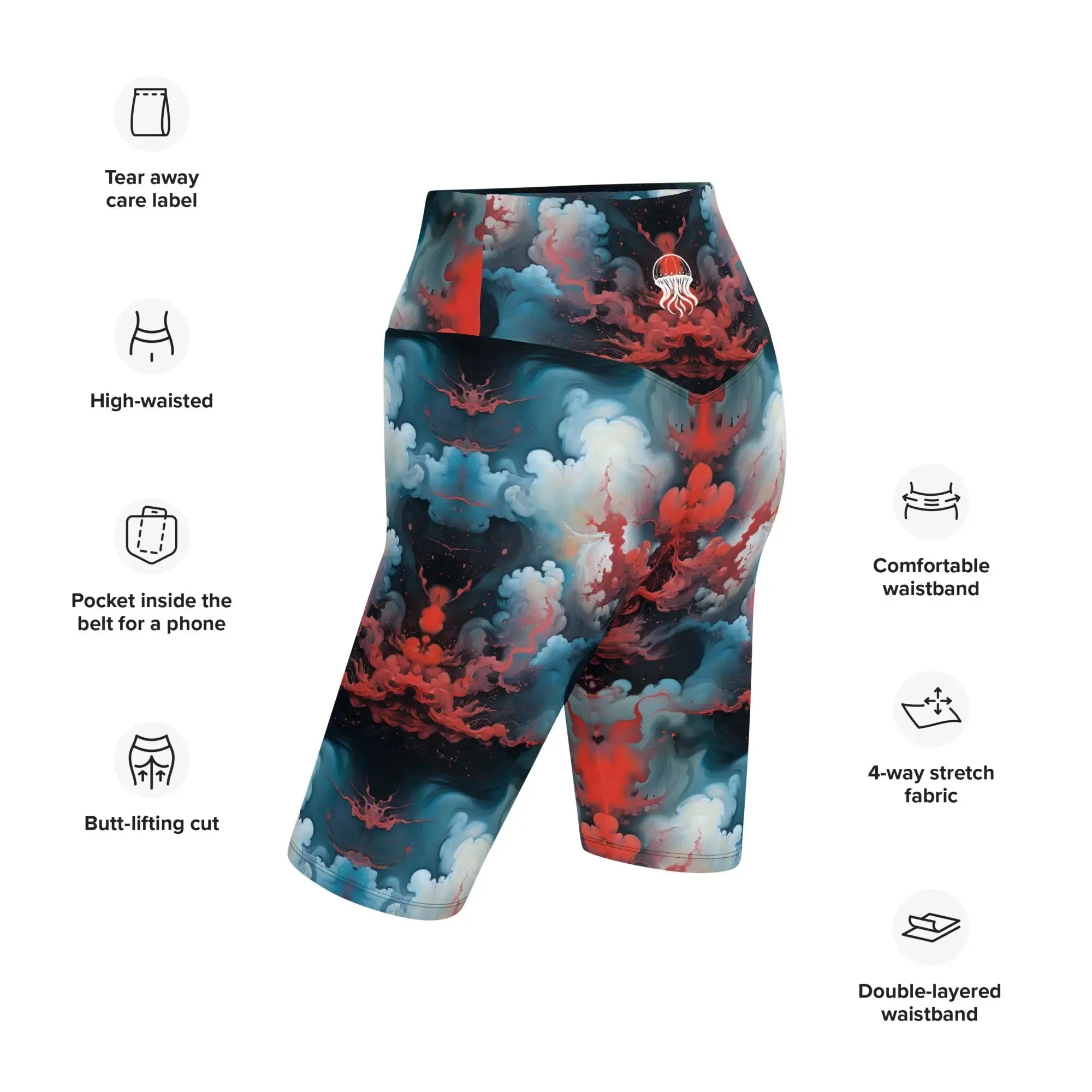 Biker Shorts - Ethereal Crimson Flow - Light