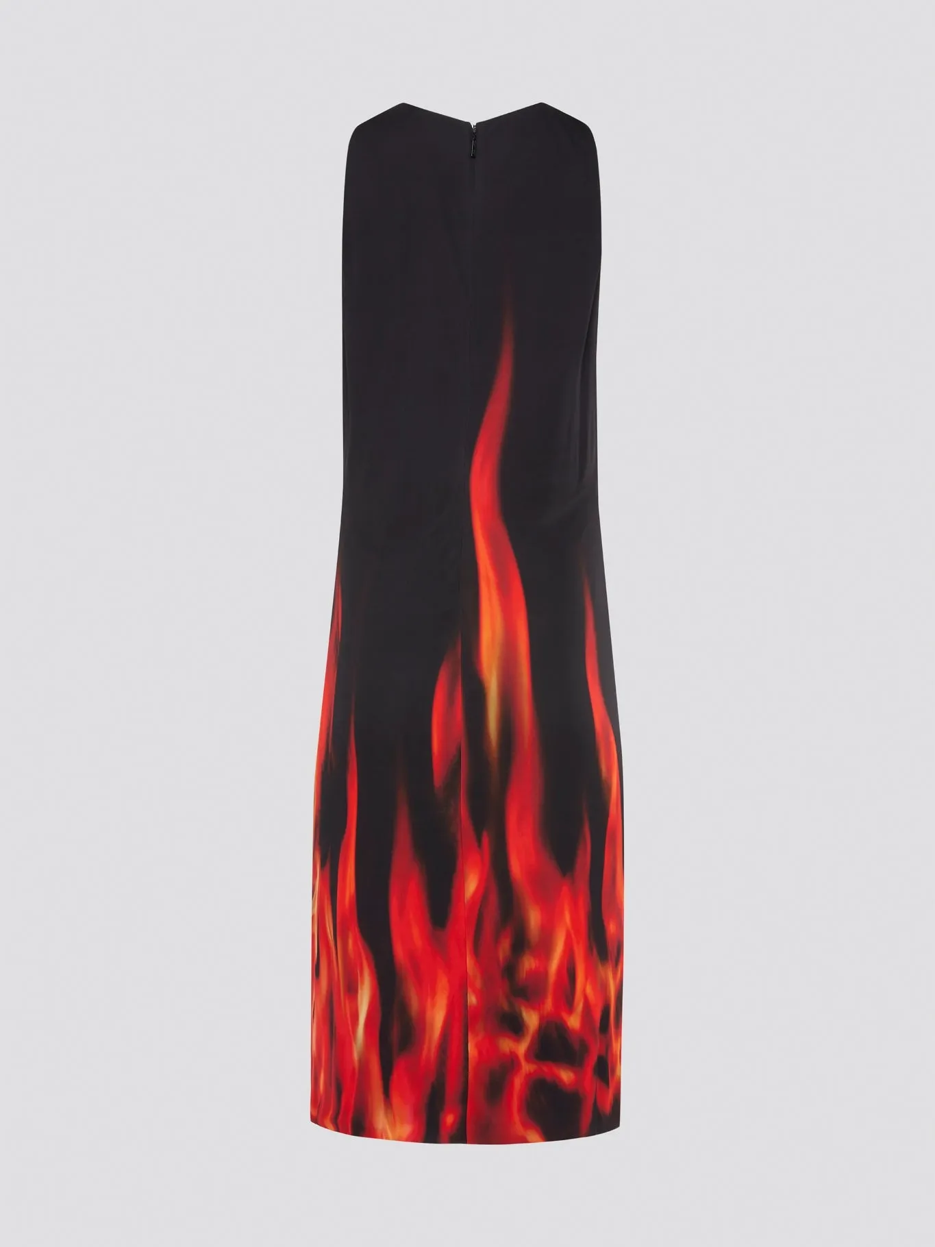 Black Flame Print Keyhole Dress