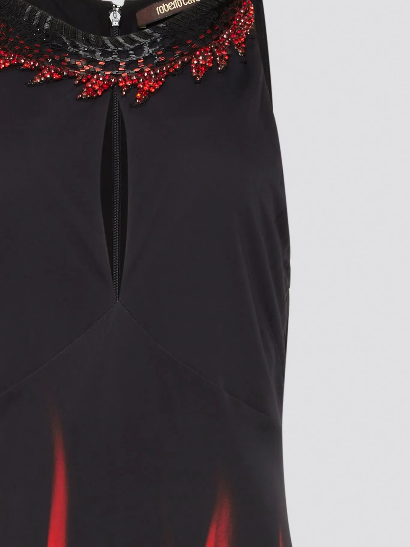 Black Flame Print Keyhole Dress