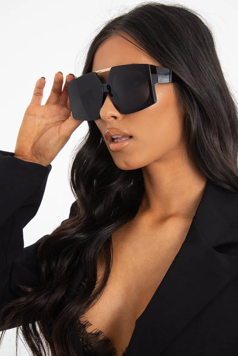 Black Oversized Square Frame Sunglasses - Valeri