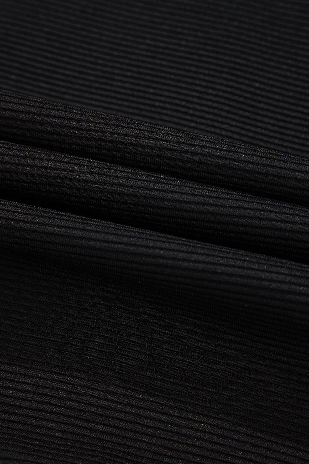 Black Textured Quarter Zip Kangaroo Pocket Top Drawstring Shorts Set