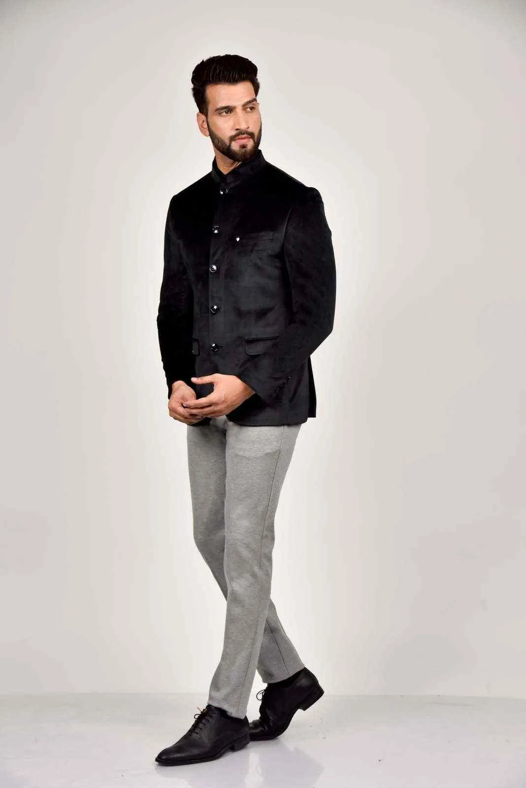 Black Velvet Bandhgala Blazer