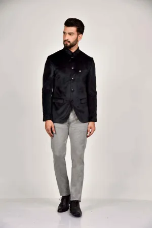 Black Velvet Bandhgala Blazer