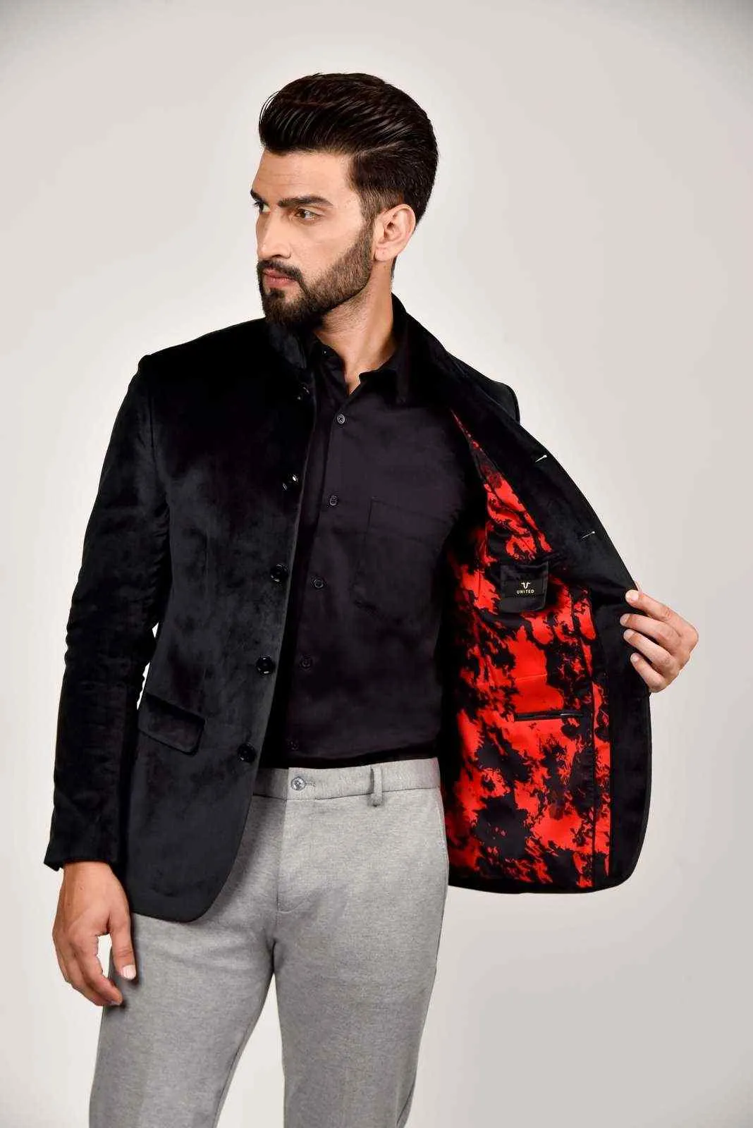 Black Velvet Bandhgala Blazer