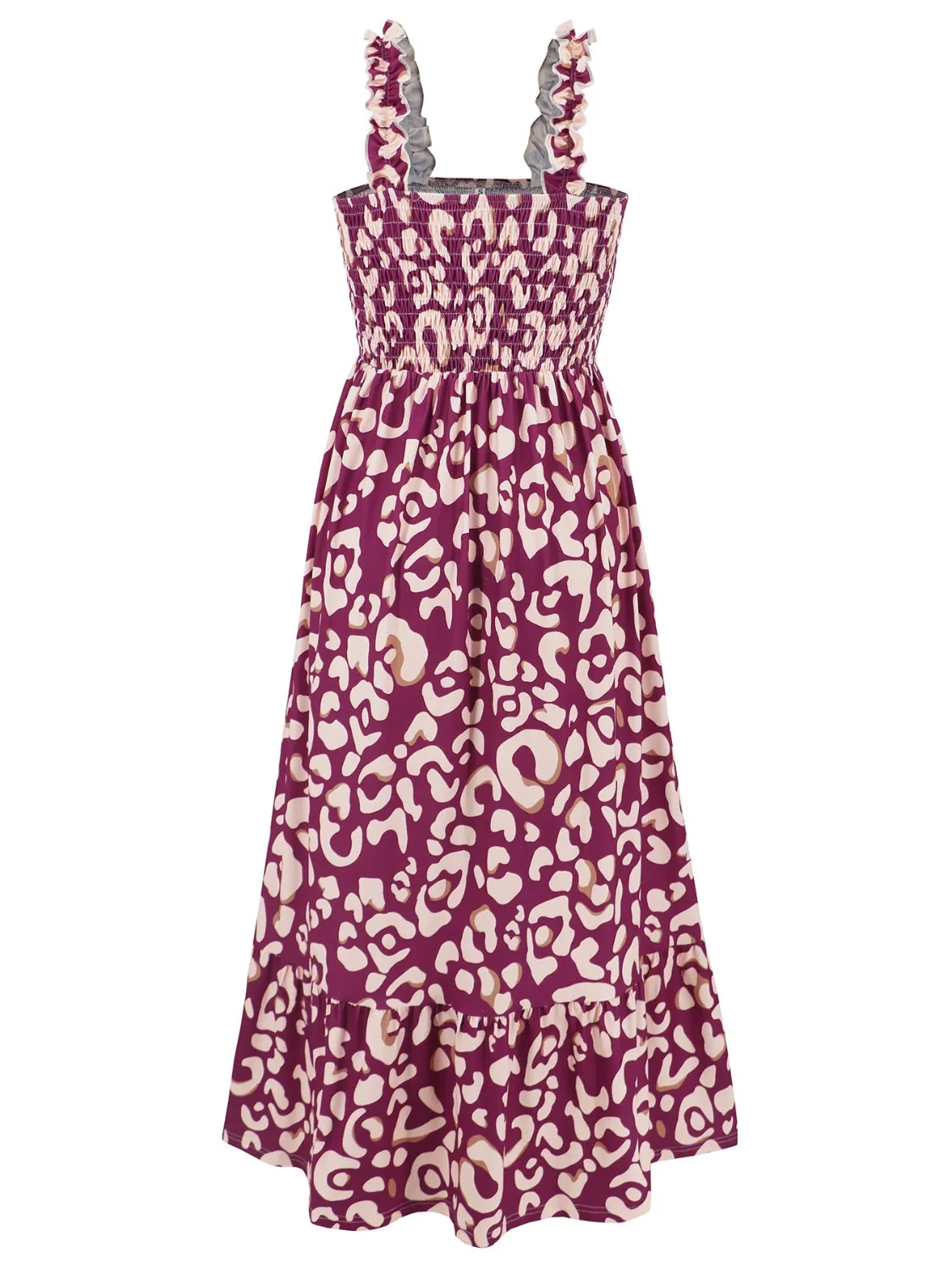 Blossom Smocked Printed Square Neck Sleeveless Dress