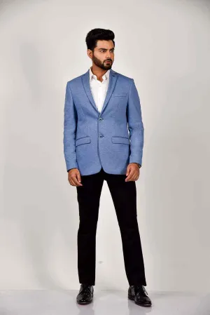 Blue Knitted Stretch Blazer