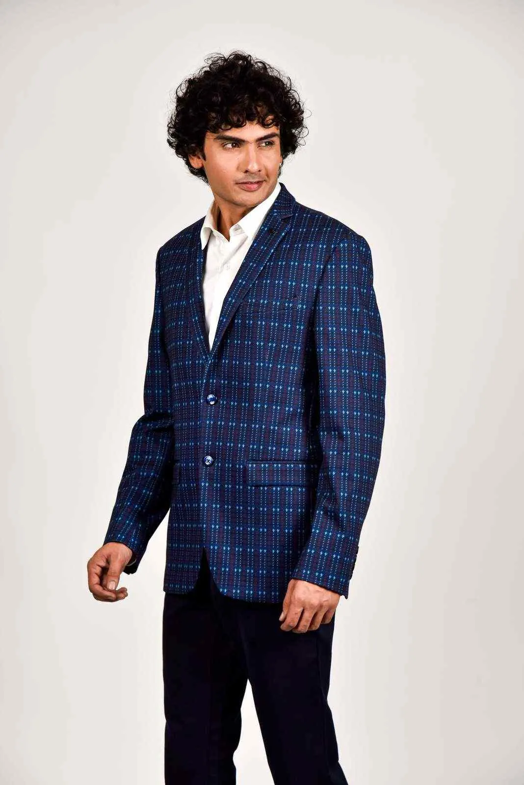 Blue Knitted Stretchable Blazer