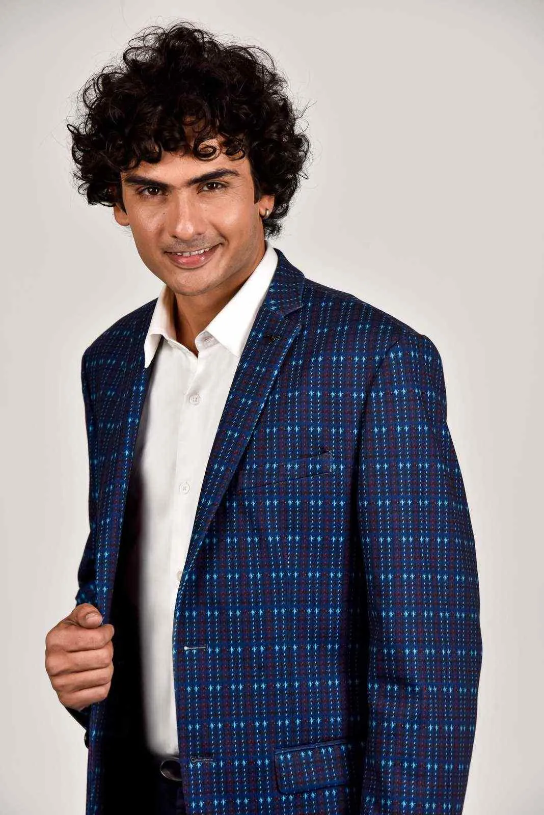 Blue Knitted Stretchable Blazer