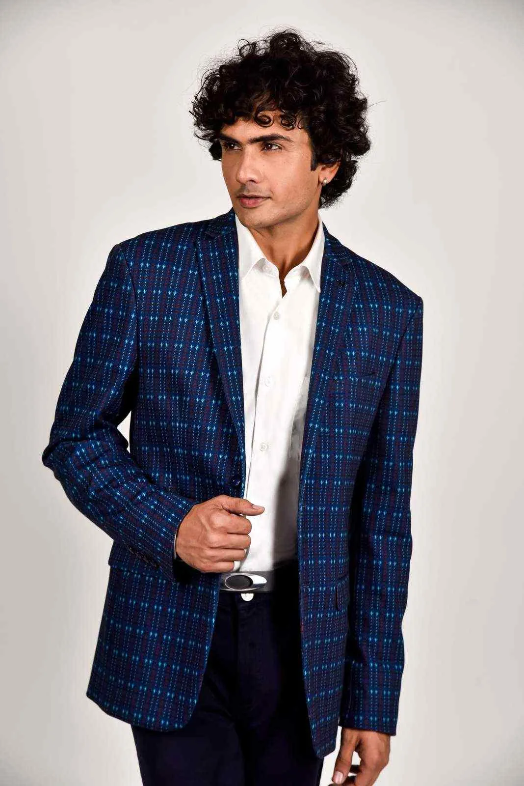 Blue Knitted Stretchable Blazer