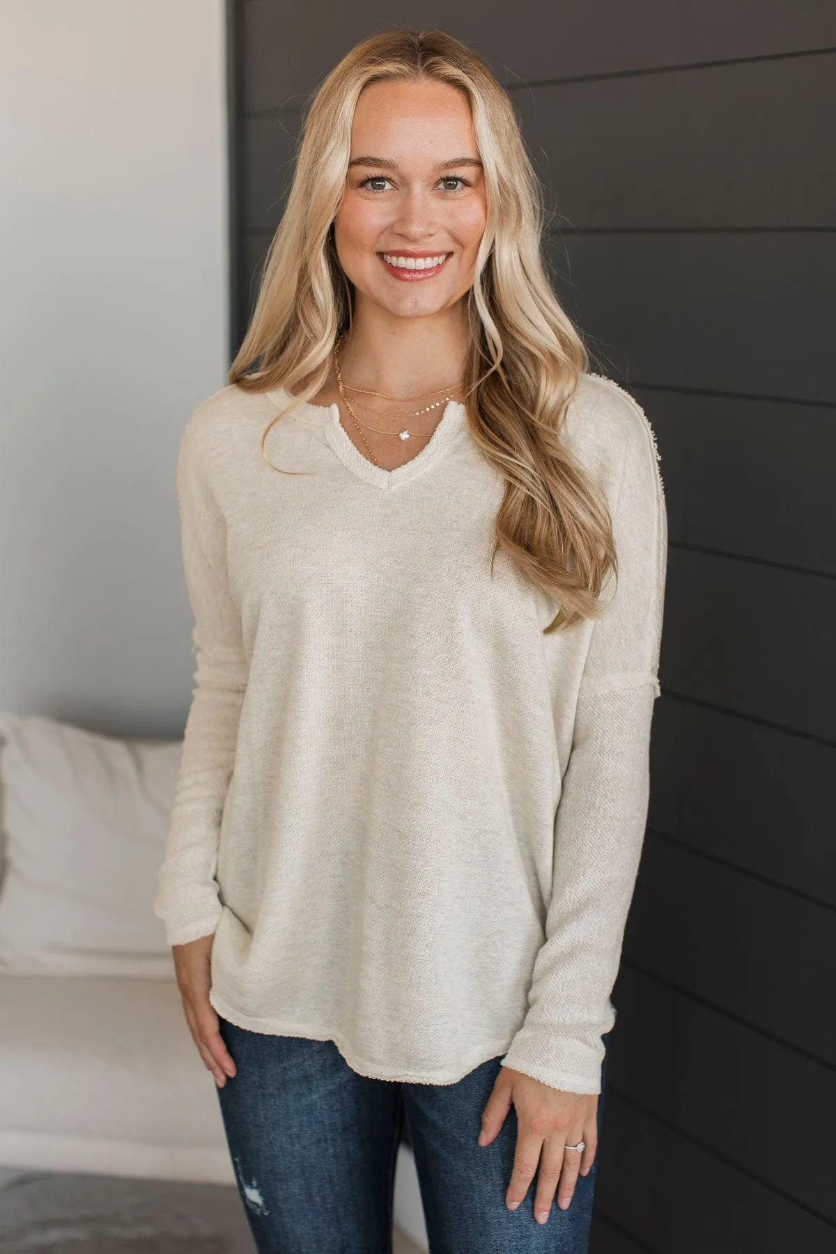 Bold & Fearless Long Sleeve Top- Cream