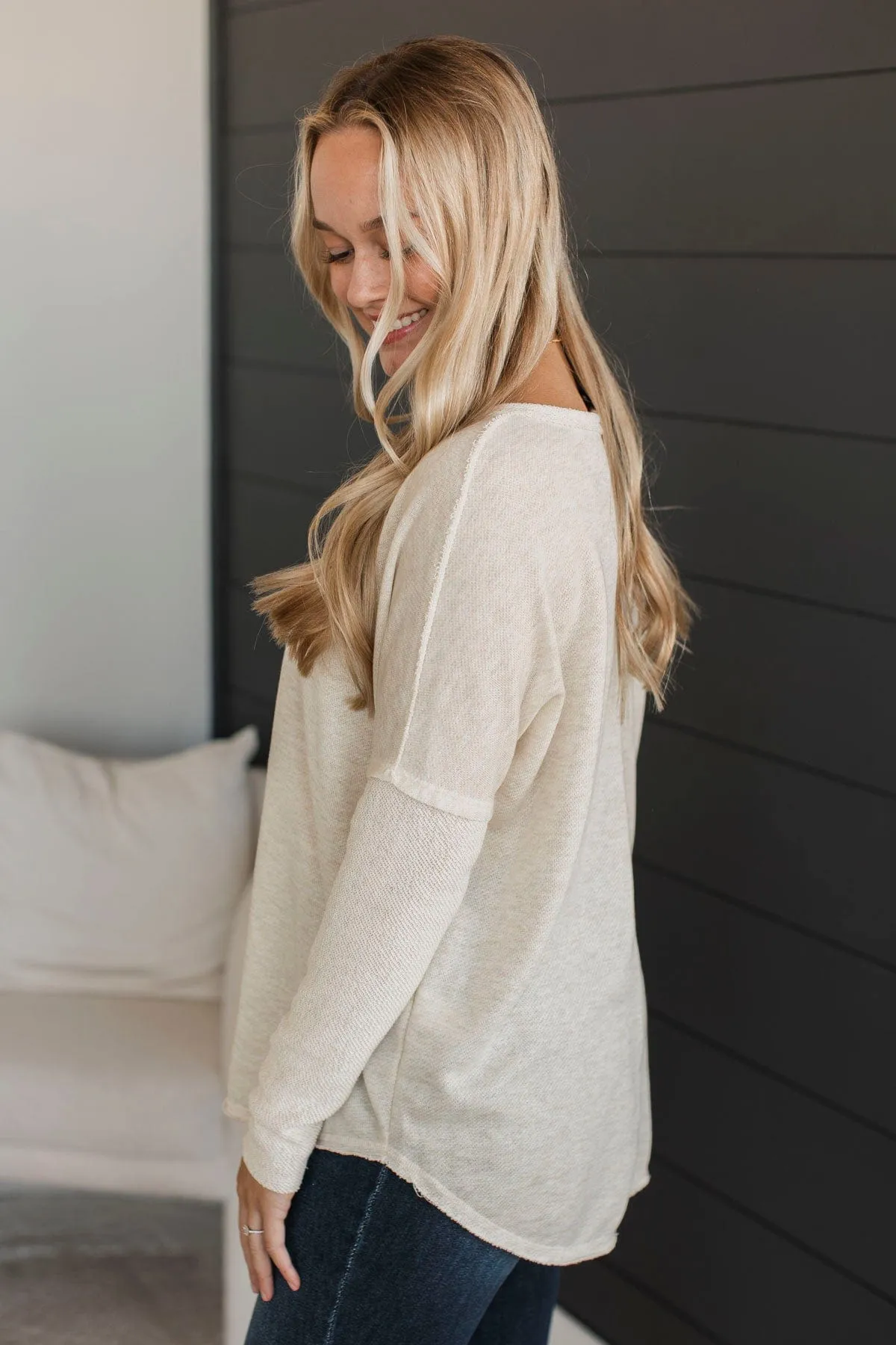 Bold & Fearless Long Sleeve Top- Cream