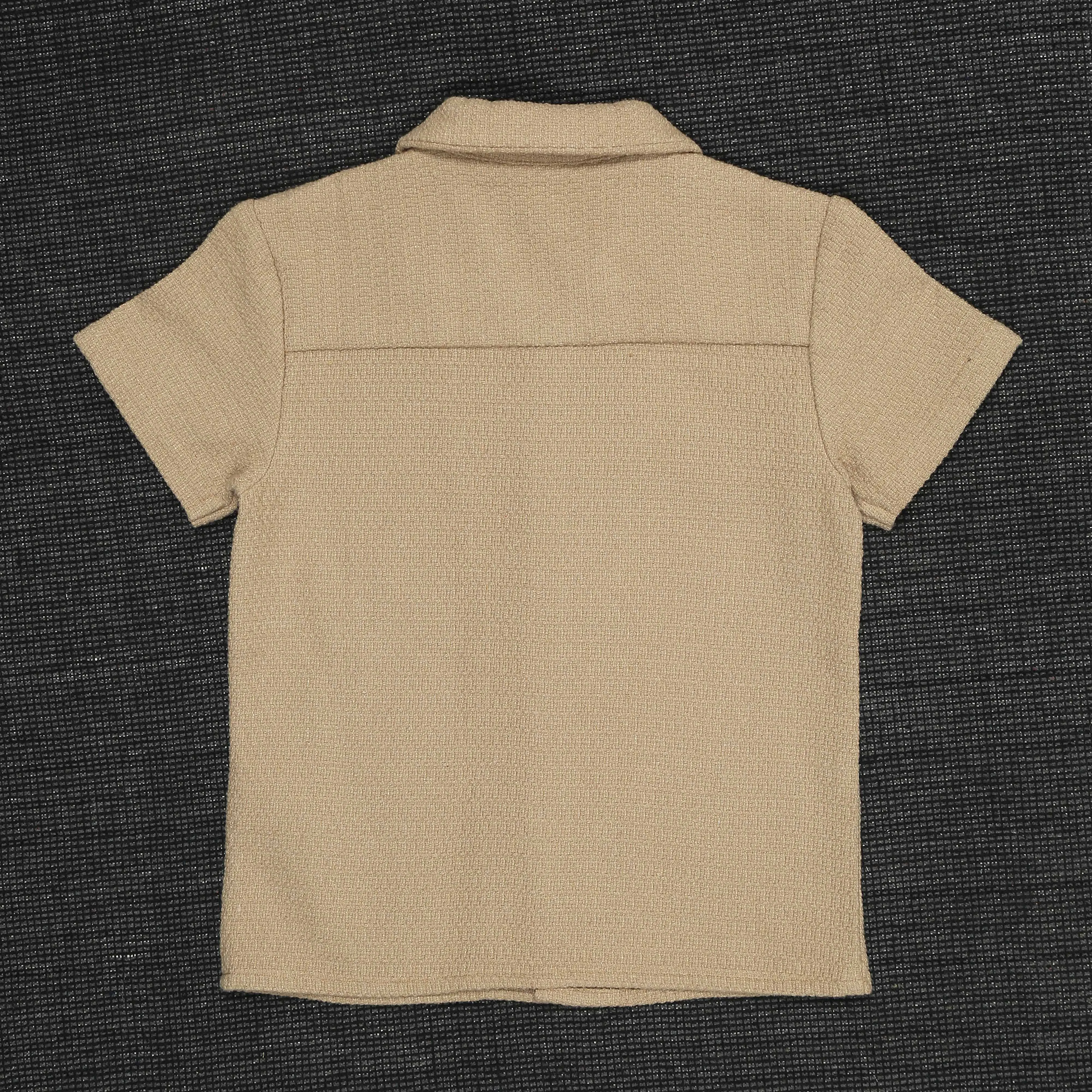 Boys Textured Shirt & Short Co-Ord Set Creamy Crust