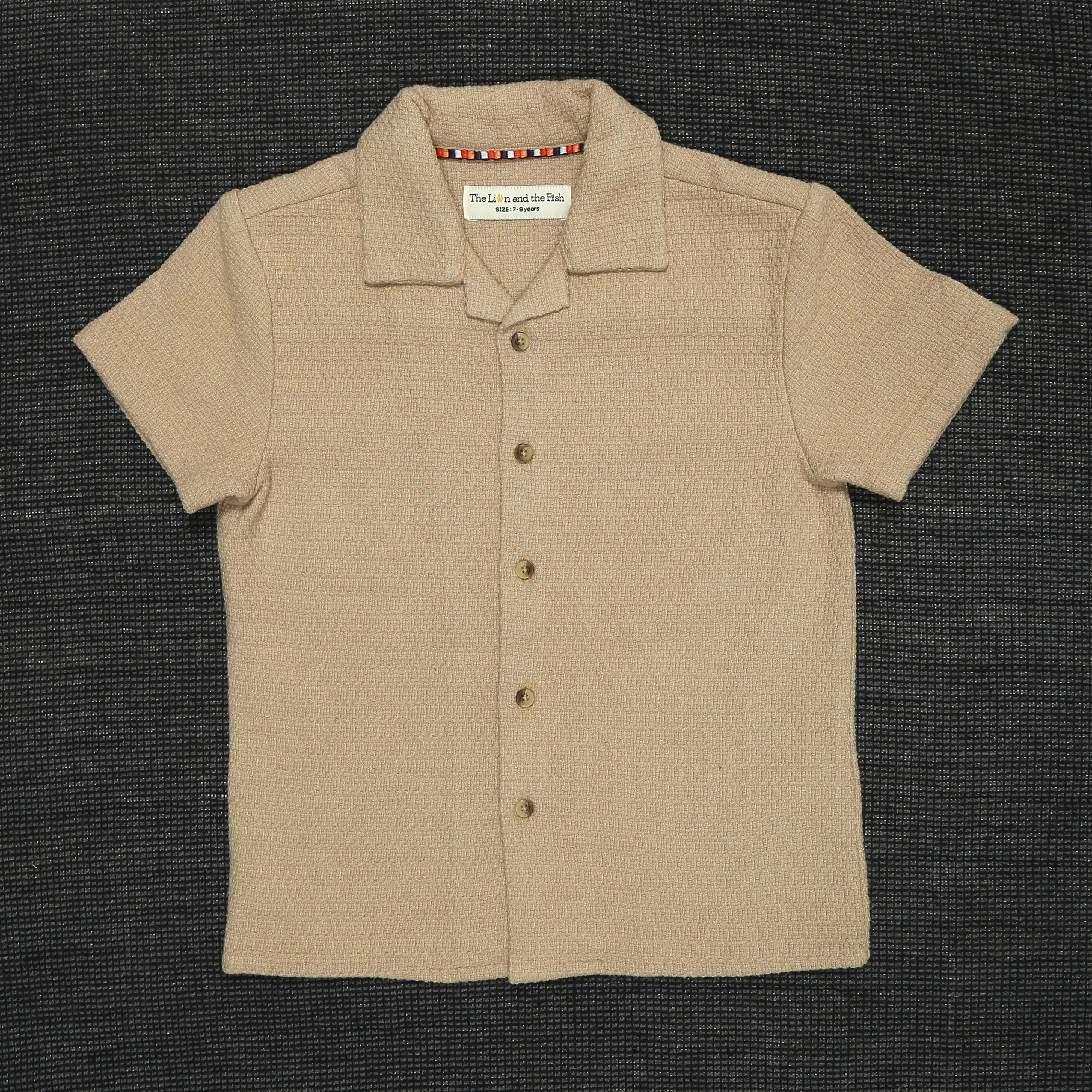 Boys Textured Shirt & Short Co-Ord Set Creamy Crust