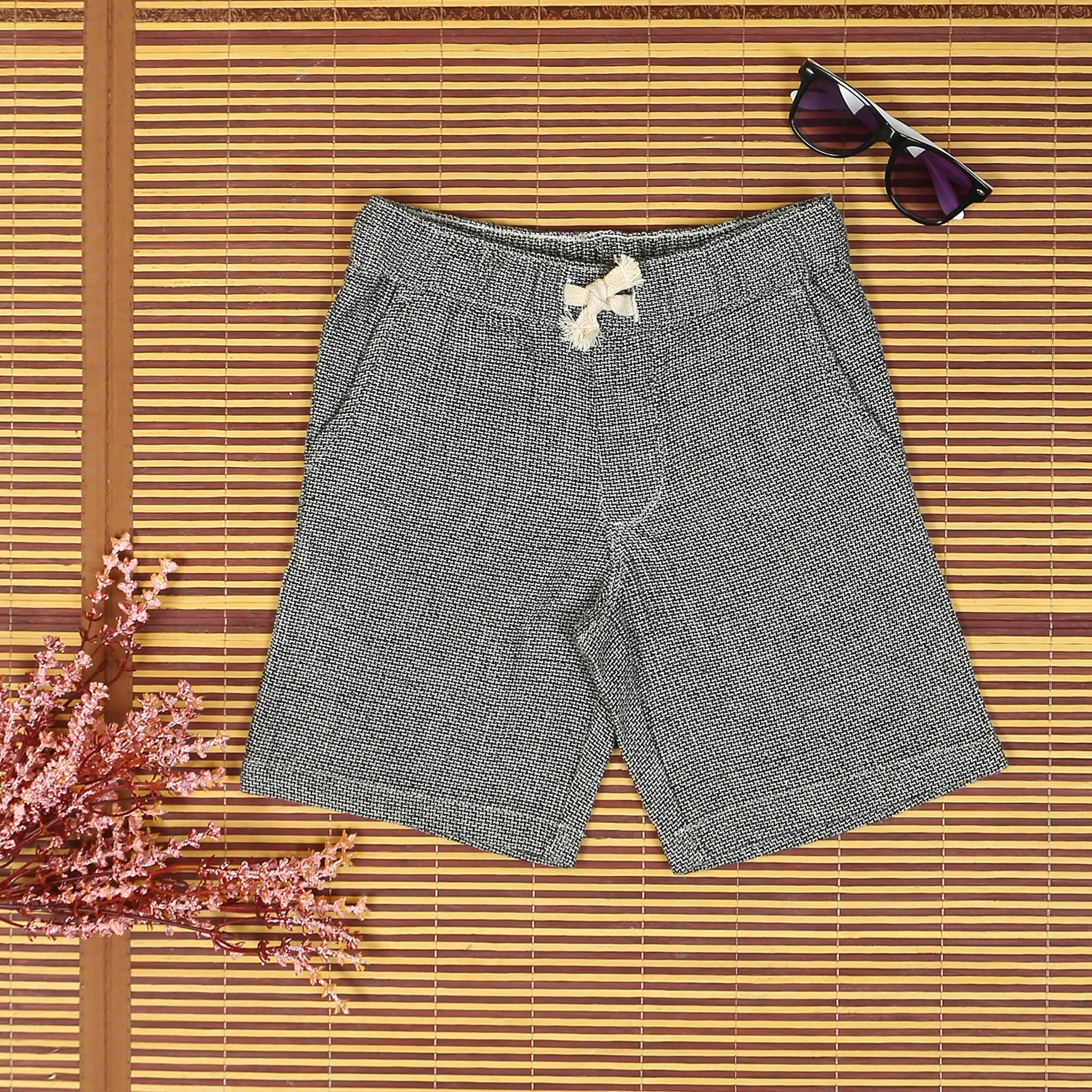 Boys Textured Short Silver Grey