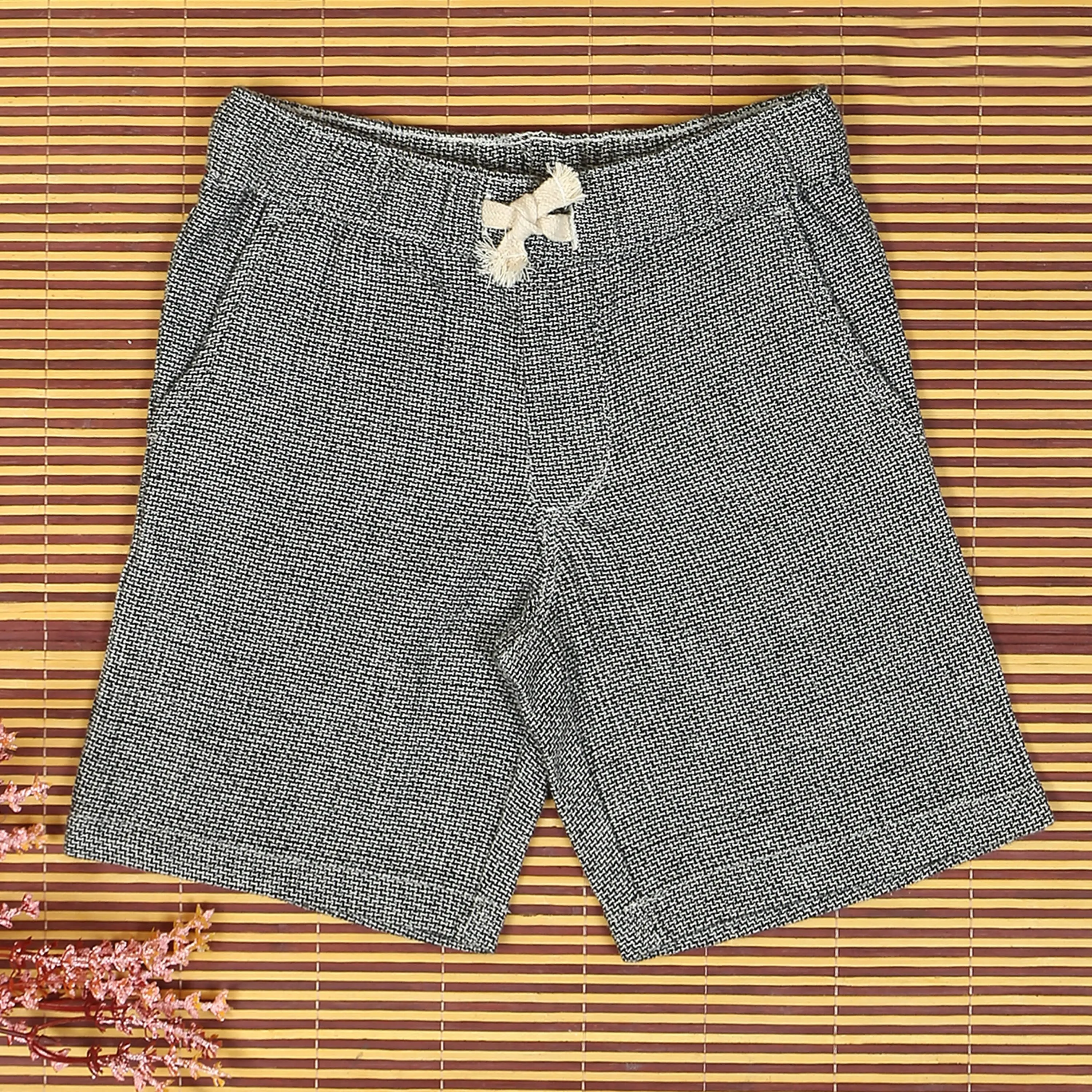 Boys Textured Short Silver Grey