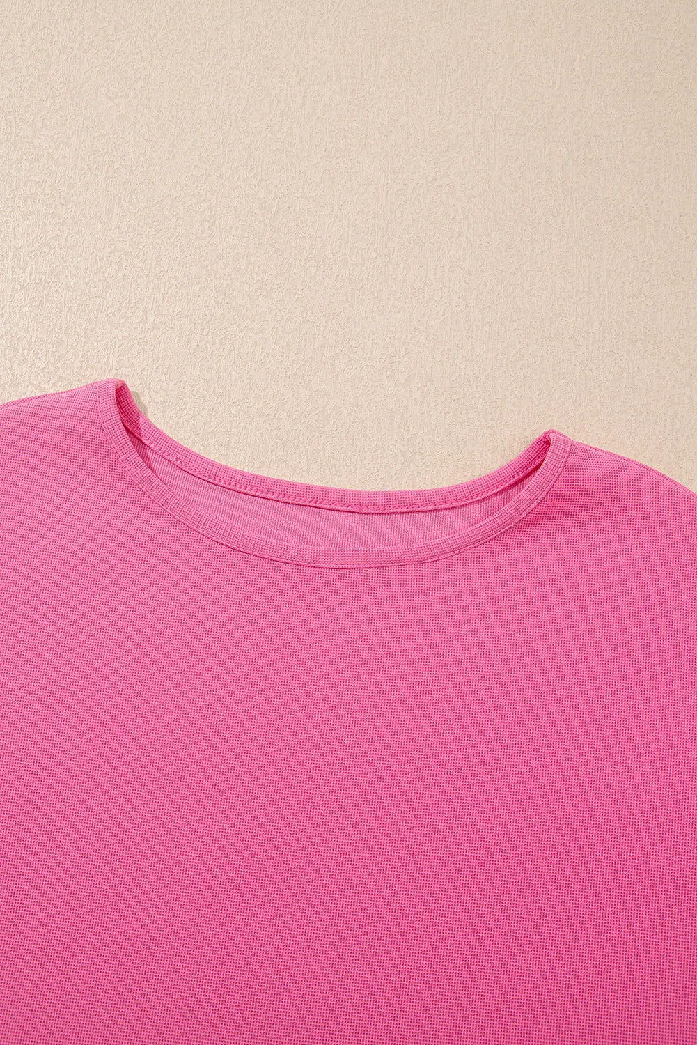 Bright Pink Textured Pearled Ruffle Sleeve Top Set