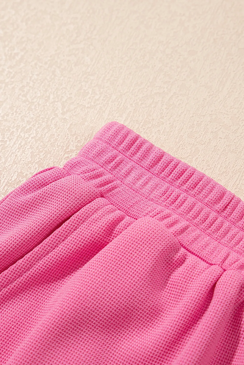 Bright Pink Textured Pearled Ruffle Sleeve Top Set