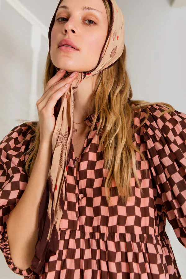 Briony Dress - Brown/Pink