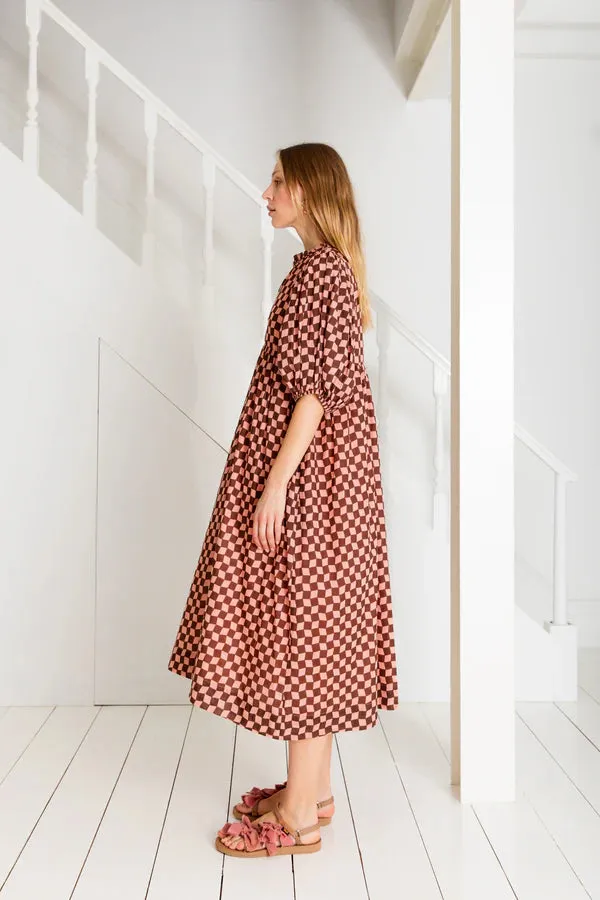 Briony Dress - Brown/Pink