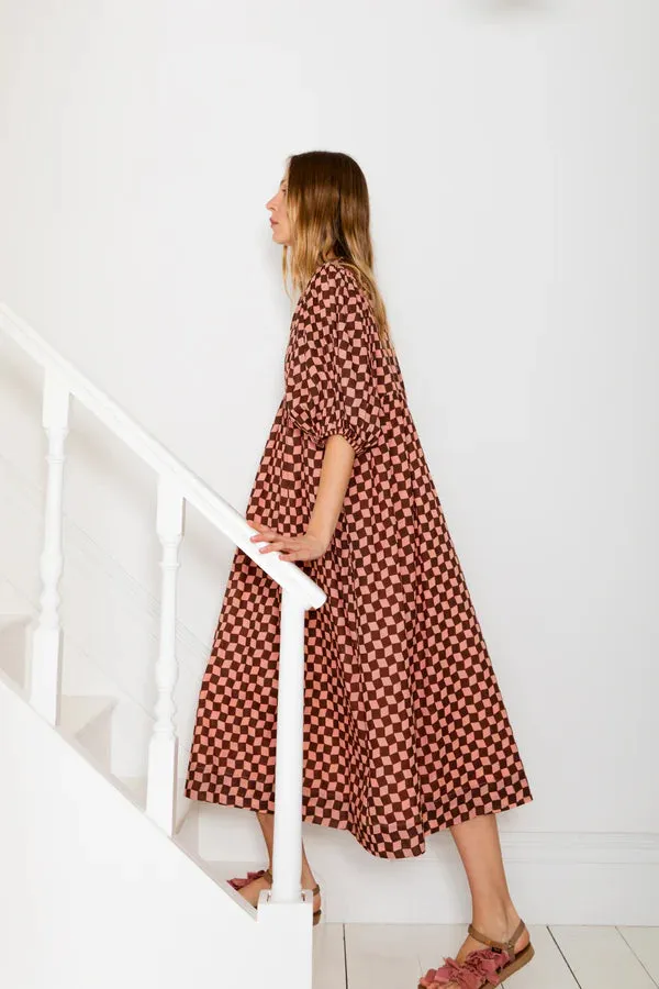 Briony Dress - Brown/Pink