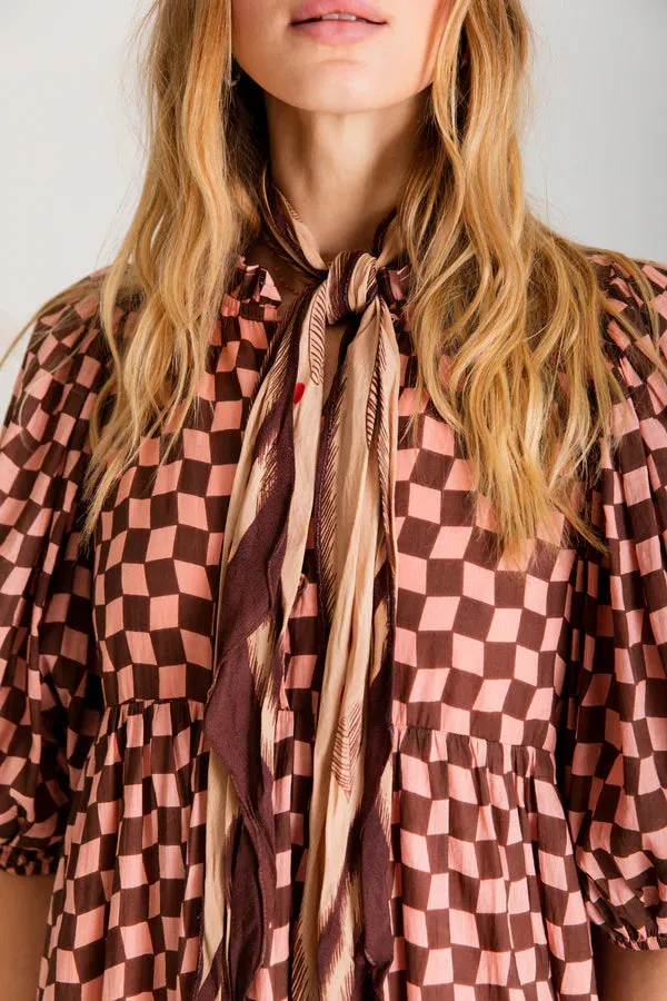 Briony Dress - Brown/Pink
