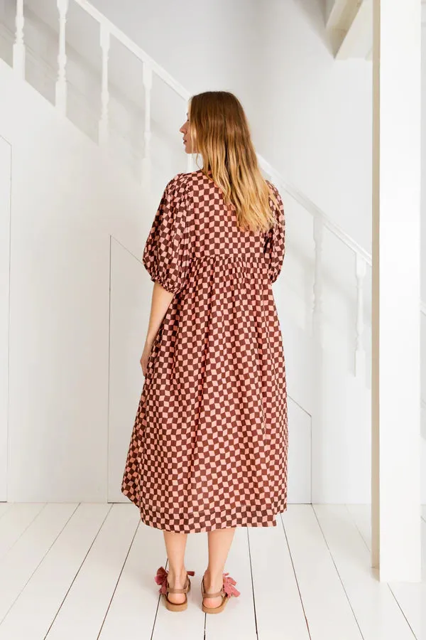Briony Dress - Brown/Pink