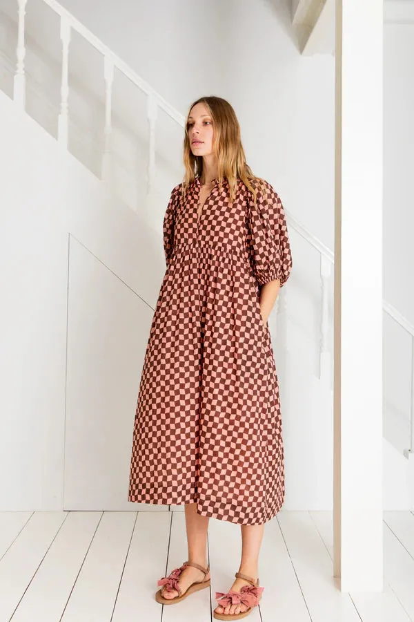 Briony Dress - Brown/Pink