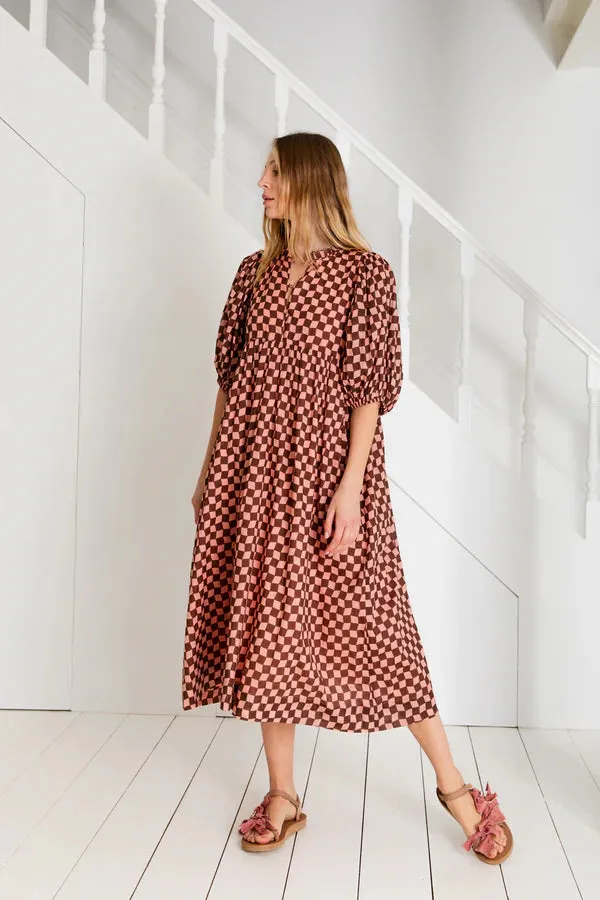 Briony Dress - Brown/Pink