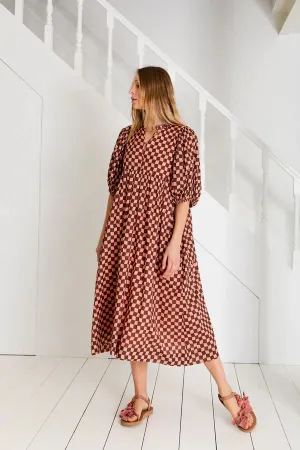Briony Dress - Brown/Pink