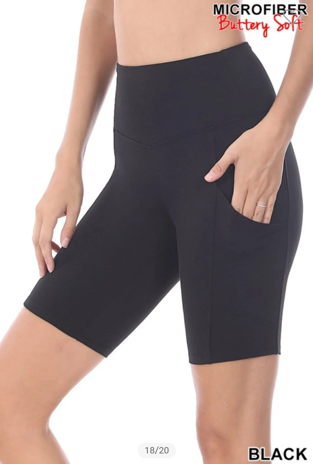 Brushed Microfiber Wide Waistband Short Leggings