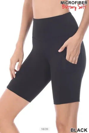 Brushed Microfiber Wide Waistband Short Leggings
