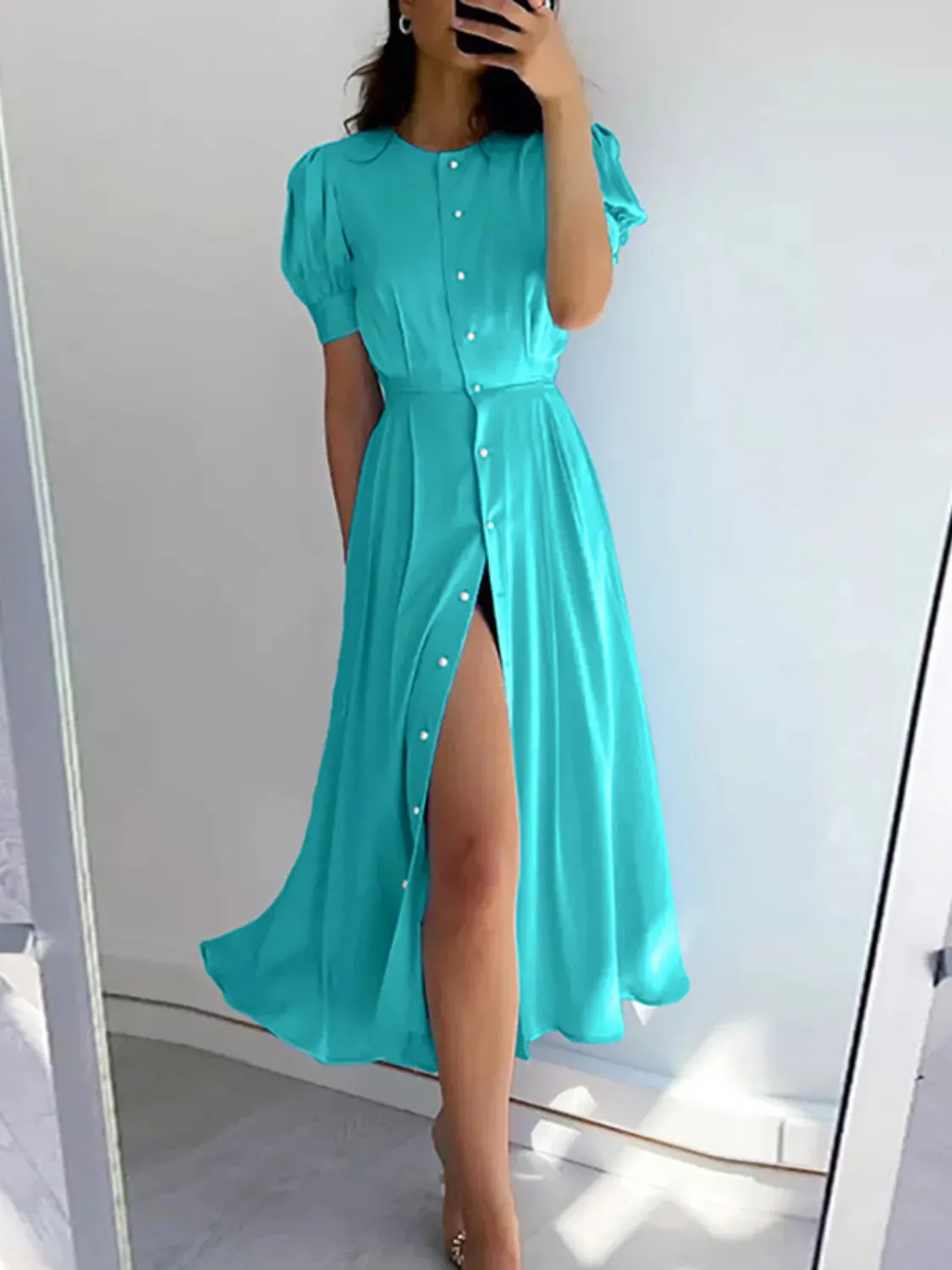 Button Down Short Sleeve Dress