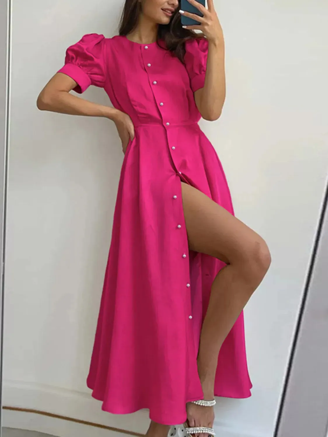 Button Down Short Sleeve Dress