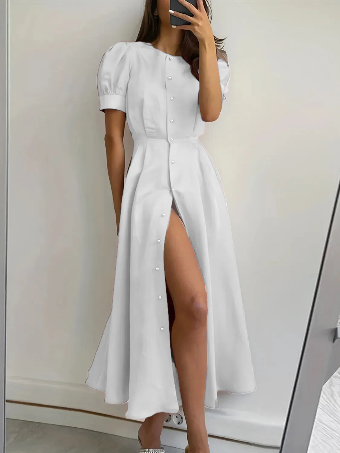 Button Down Short Sleeve Dress