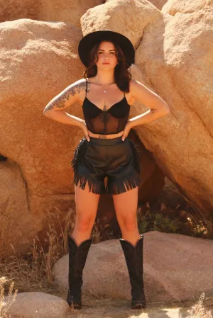 Can't Tame Her Black Leather Shorts
