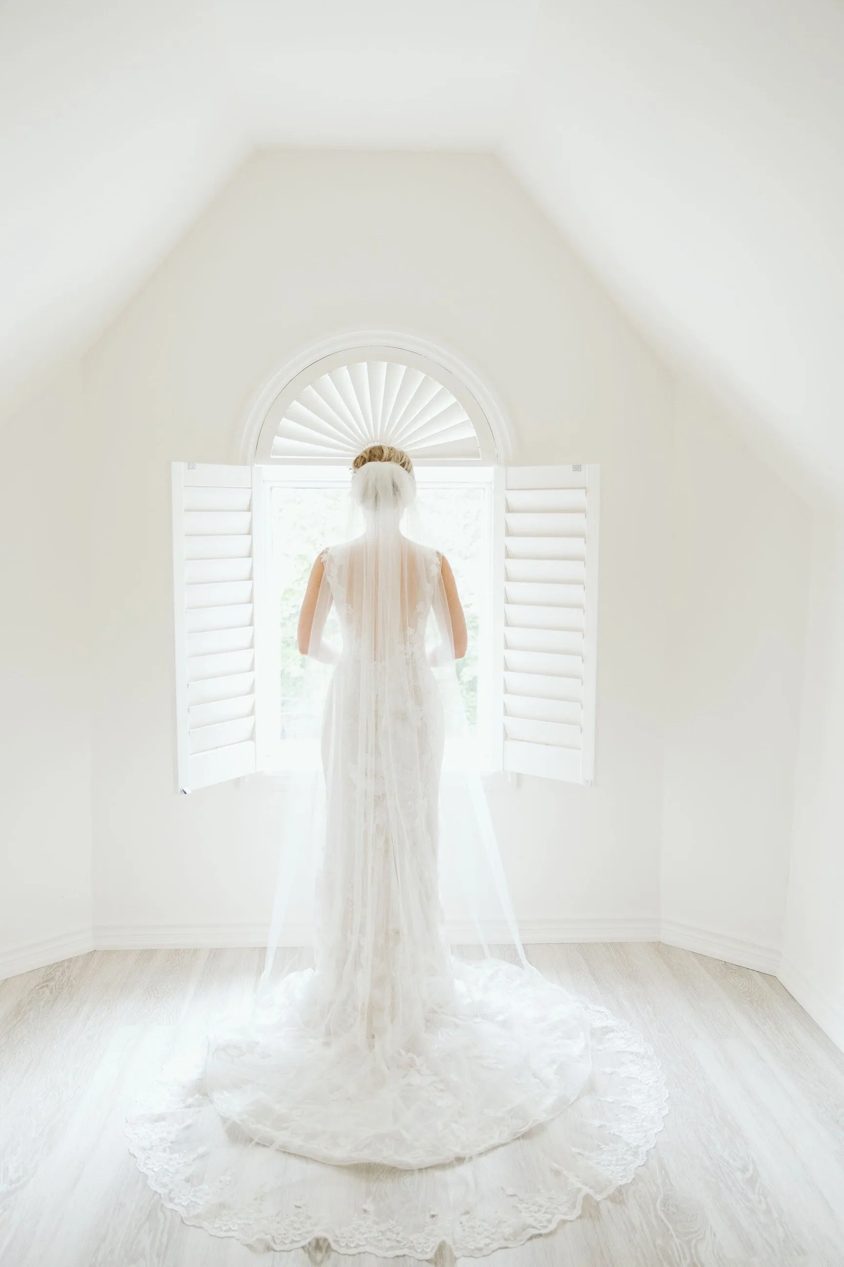 Cathedral Veil with Floral French Lace Trim, White/ Off White/ Ivory Lace Wedding Veil