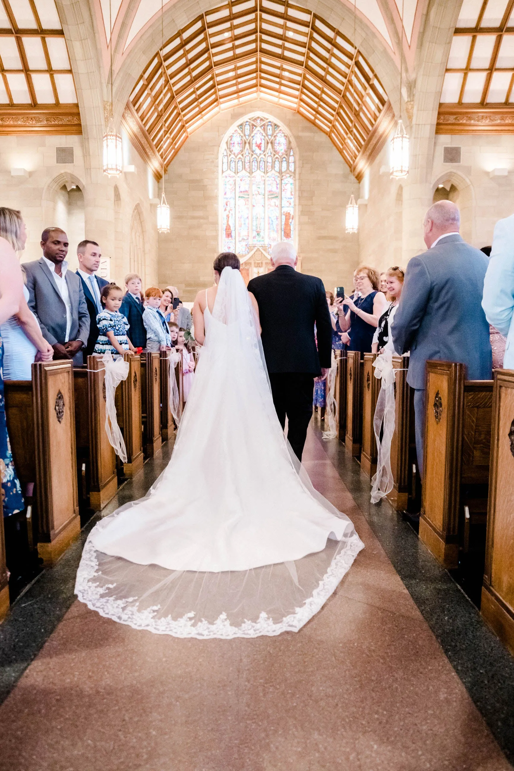 Cathedral Veil with Floral French Lace Trim, White/ Off White/ Ivory Lace Wedding Veil