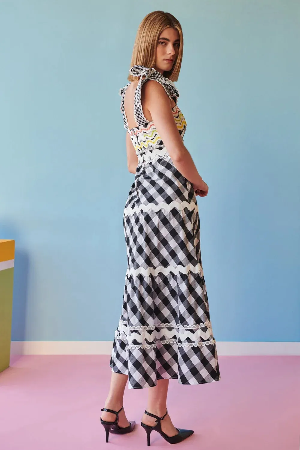 Celia B - Jade Vichy Black Midi Dress
