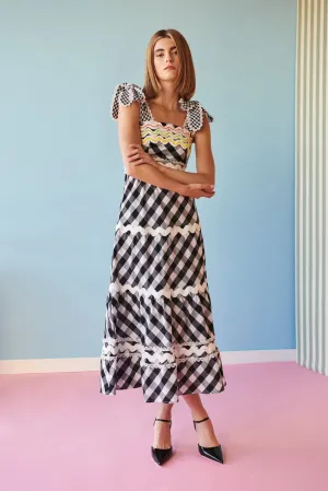 Celia B - Jade Vichy Black Midi Dress