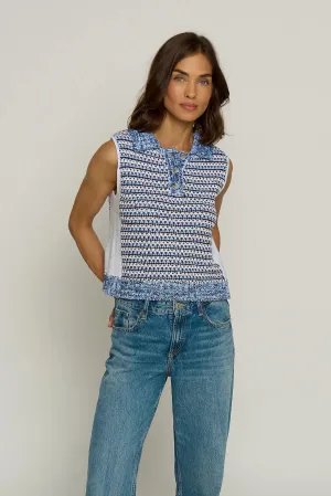 CENTRAL PARK WEST-Novelty Stitch Sleeveless Polo Blue Multi