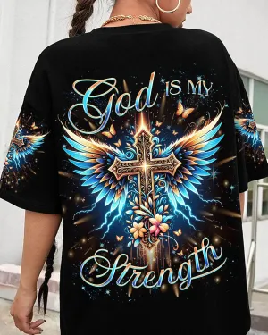 Christianartbag 3D T-Shirt For Women, God Is My Strength Women's All Over Print Shirt, Christian Shirt, Faithful Fashion, 3D Printed Shirts for Christian Women, CABDS03261223
